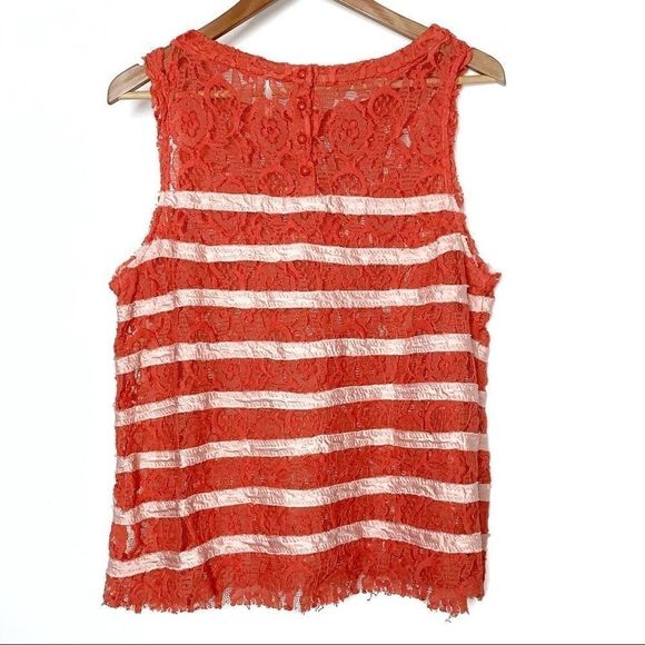Free People Burnt Orange Lace Tank with Pink Satin Stripes - Picture 2 of 8